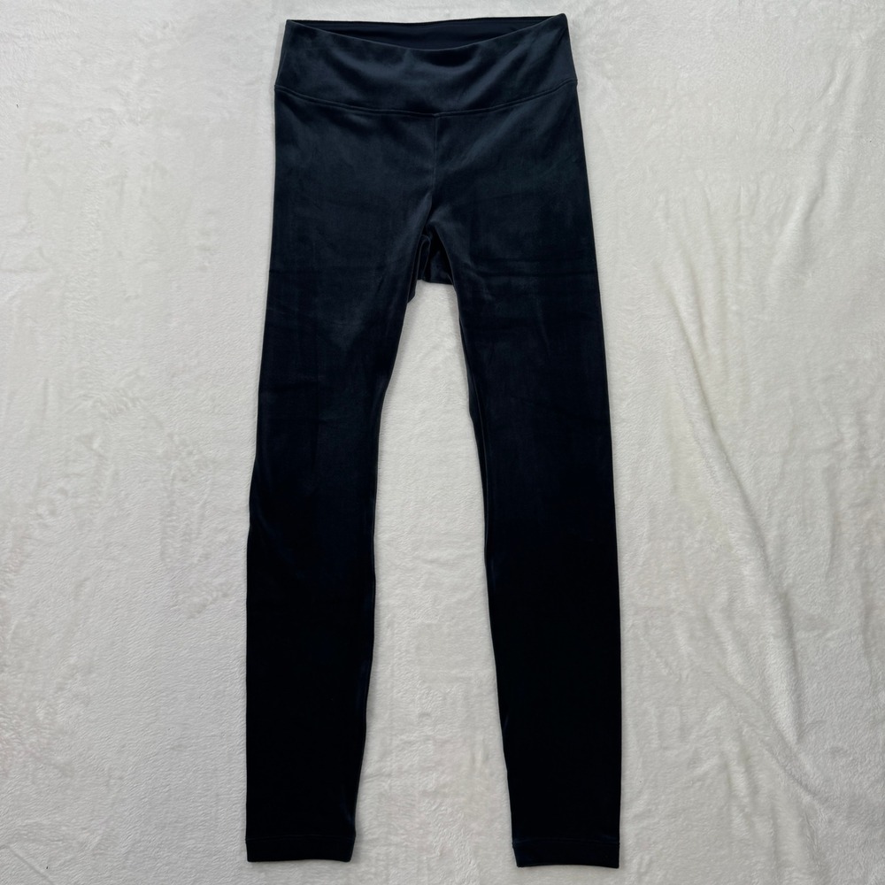Pure Jill Leggings Womens Small Navy Blue Velvet Velour High Rise Skinny Stretch